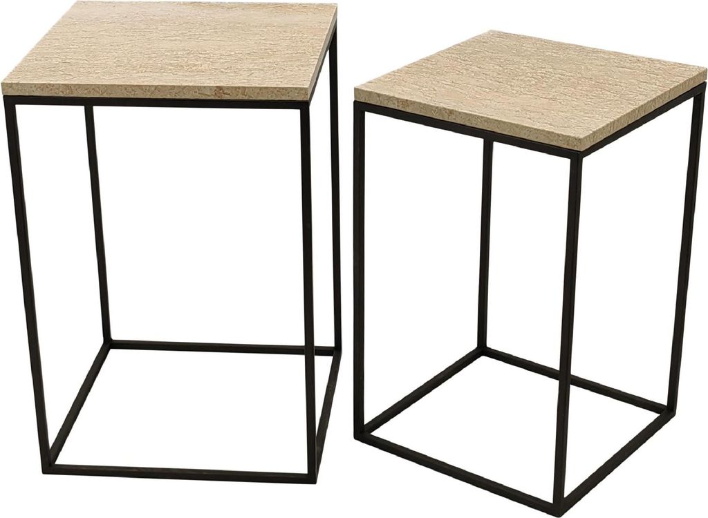 PTMD – Volos Beistelltisch – Beige – 41 x 41 x 61 cm – Produktbild 