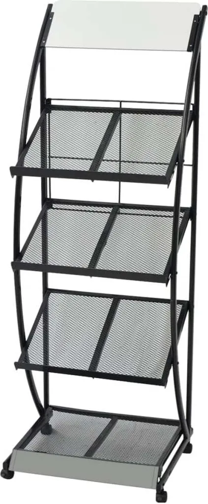 Porte-revues moderne noir et blanc 47x40x134 cm avec 4 niveaux larges