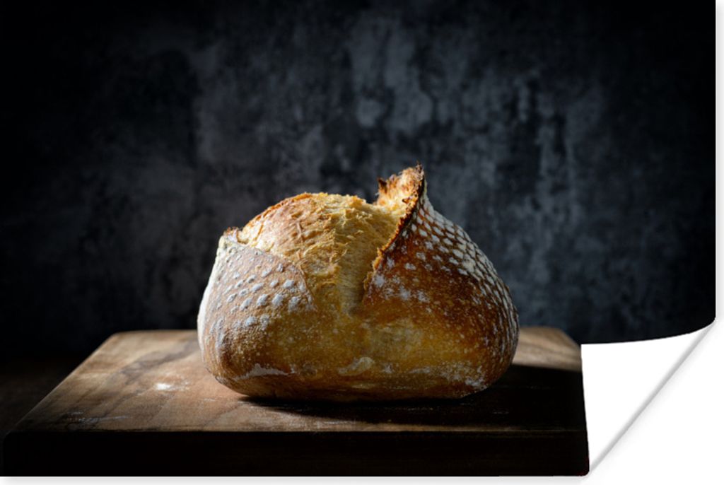 MuchoWow Poster Brot auf dunklem Hintergrund 90x60 cm - Schlafzimmer