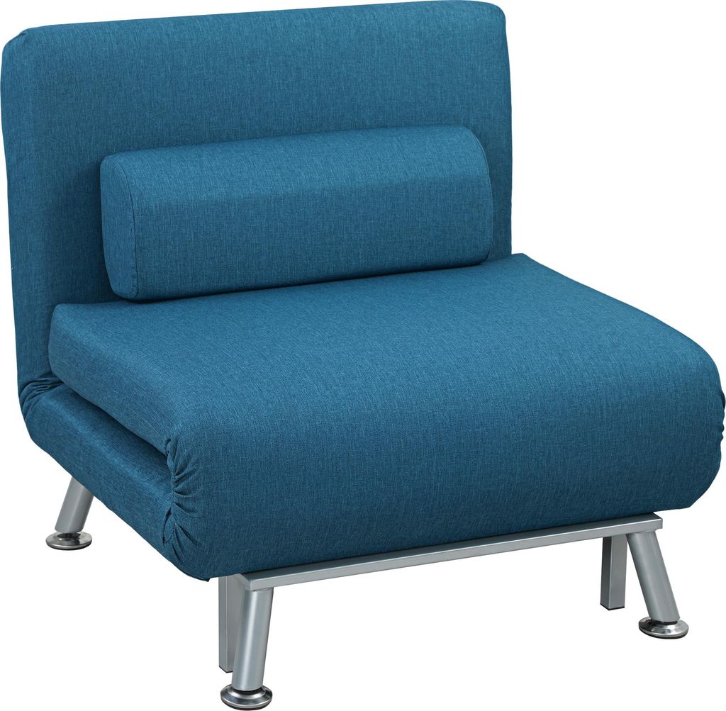 Klappsessel Bettfunktion Relaxsessel Leinenoptik Verstellbar 75x70x75 cm Blau