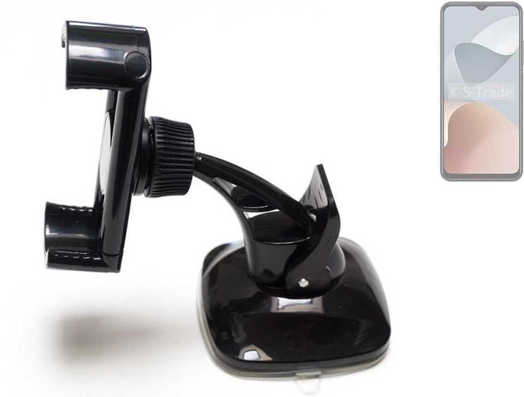 K-S-Trade kompakte Handy-Halterung Windschutzscheibe kompatibel mit ZTE Blade A54 Armaturenbrett schwarz Autohalterung KFZ Halter Scheiben-Halterung
