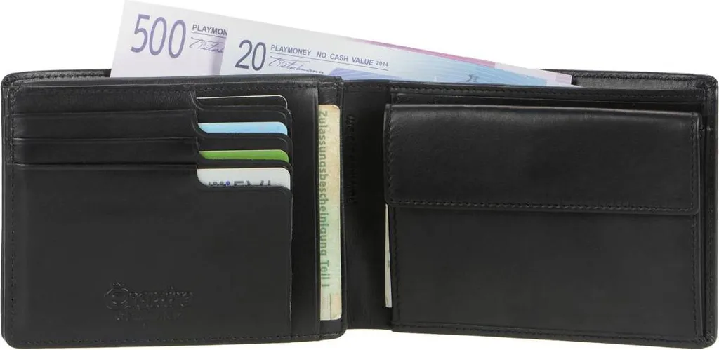 Esquire Harry Portefeuille RFID avec Rabat - Cuir Véritable Noir Quer - 17