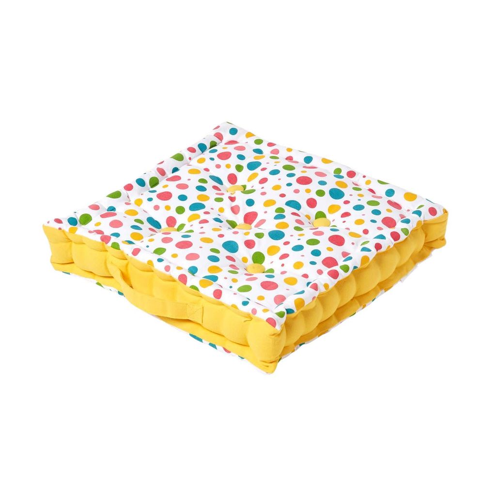 HOMESCAPES Sitzkissen Polka Dots Bunt 100% Baumwolle, 40 x Produktbild 
