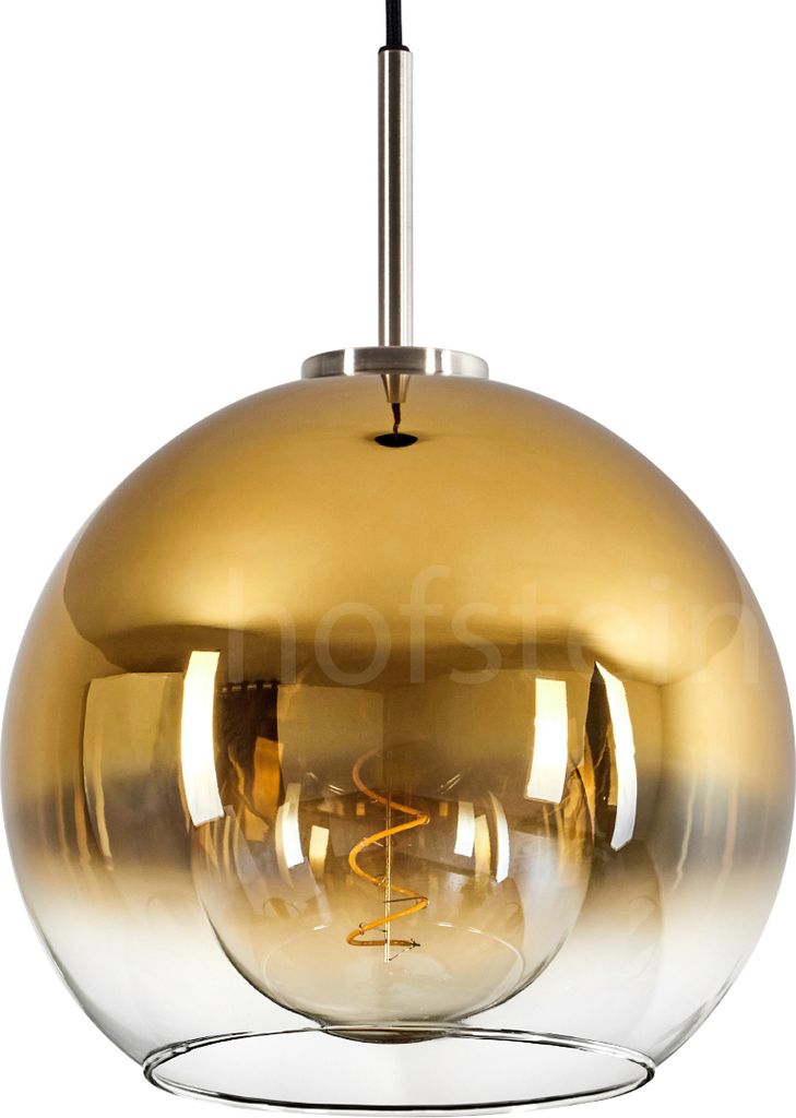 Cesaro Hängelampe aus Metall/Glas in Schwarz/Silber-/Goldfarben/Klar