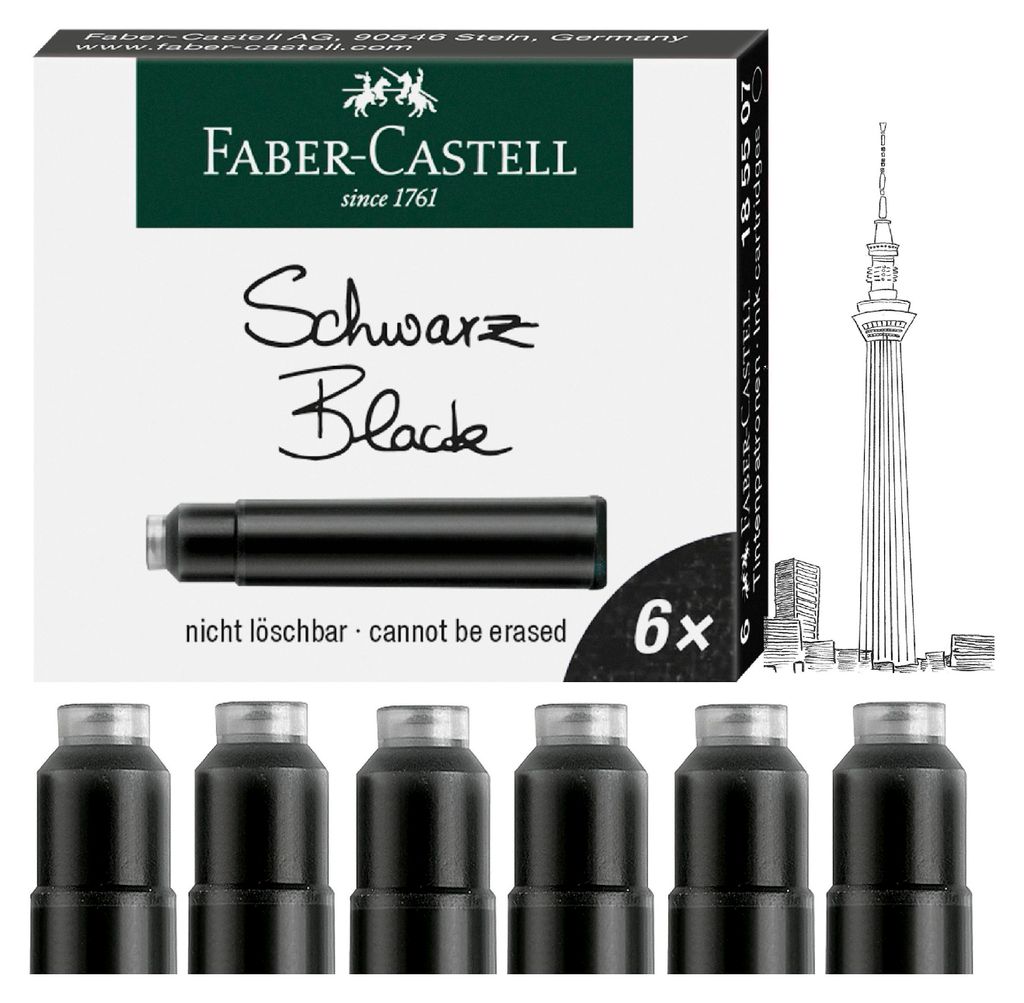 Faber-Castell Tintenpatronen Standard schwarz, Schwarz, 6 Produktbild 