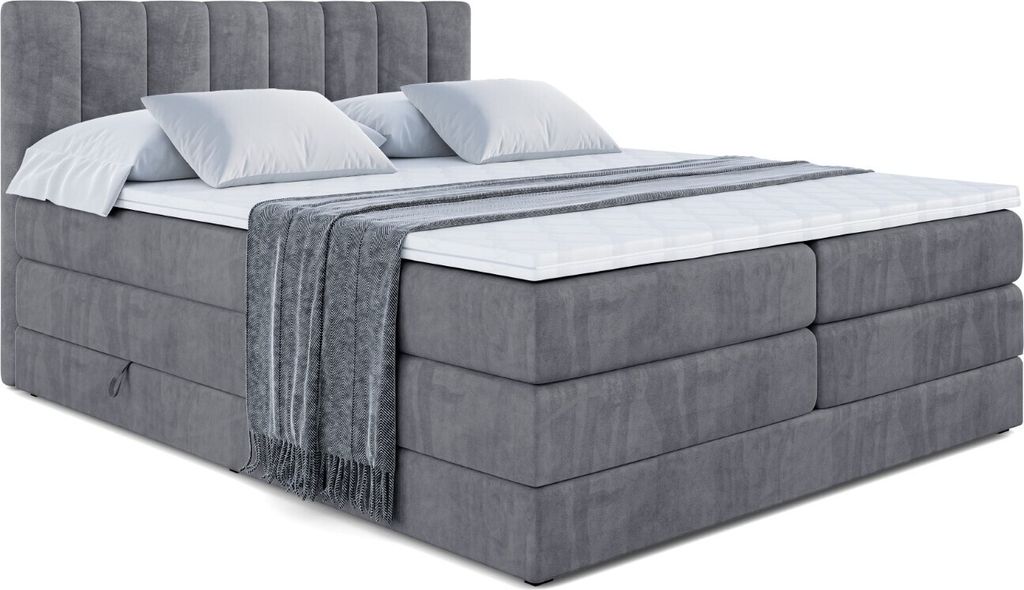 ALTDECOR Boxspringbett mit 2 Matratzen und Topper - 160x200 Produktbild 