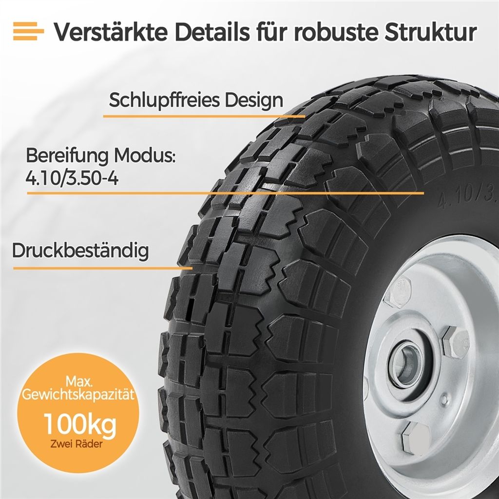 Yaheetech 2x PolyurethanRad Vollreifen Sackkarrenrad, ØxB Produktbild 10