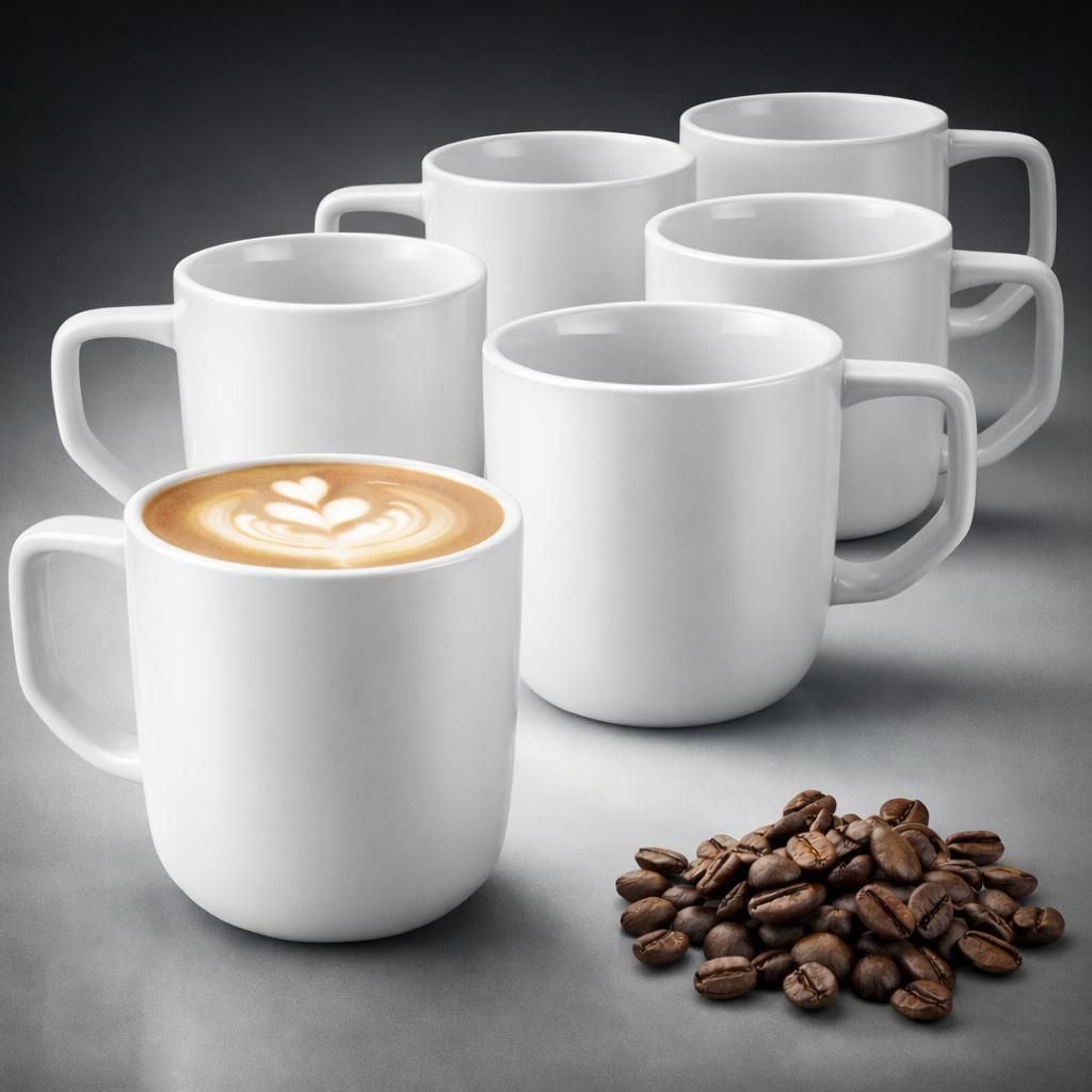 Kaffeetassen 6er Set Tassen Kaffeebecher Kaffeetasse Weiß Produktbild 