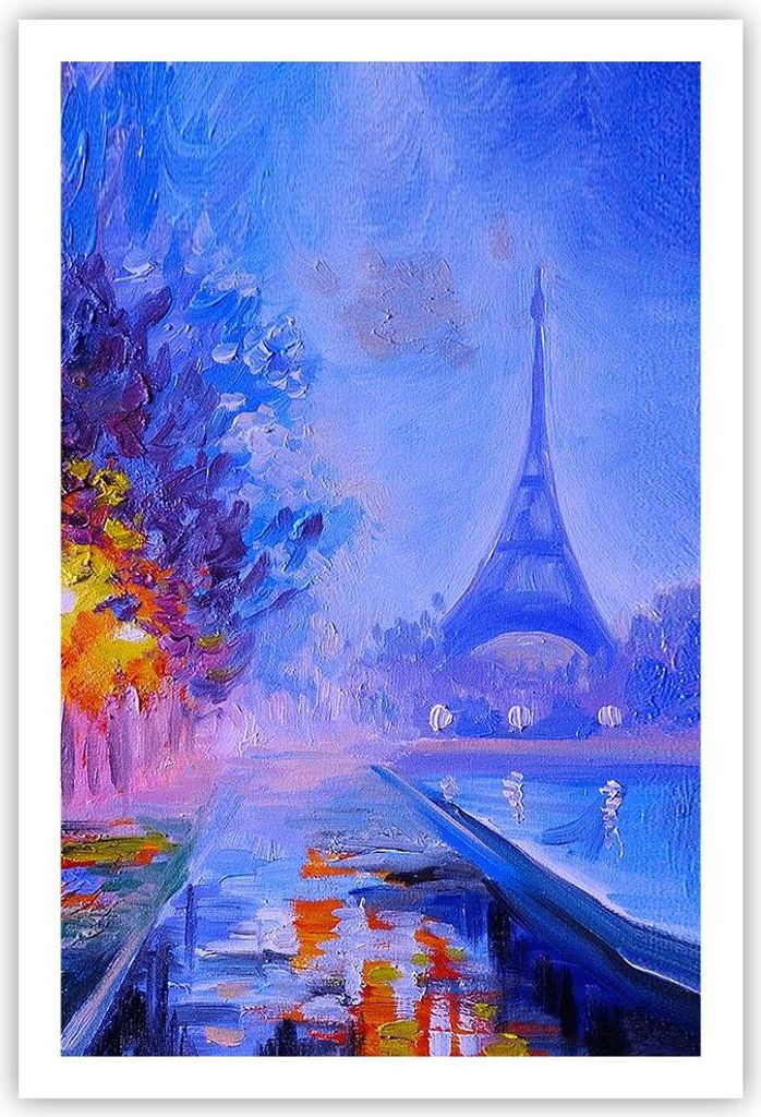Poster - Poster ohne Rahmen - Paris Laternen Eiffel - 61x91,5 cm - Wand Bild - Wanddeko - Wandbilder - Kunstposter - Wandposter - Bilder - Kunstdru...