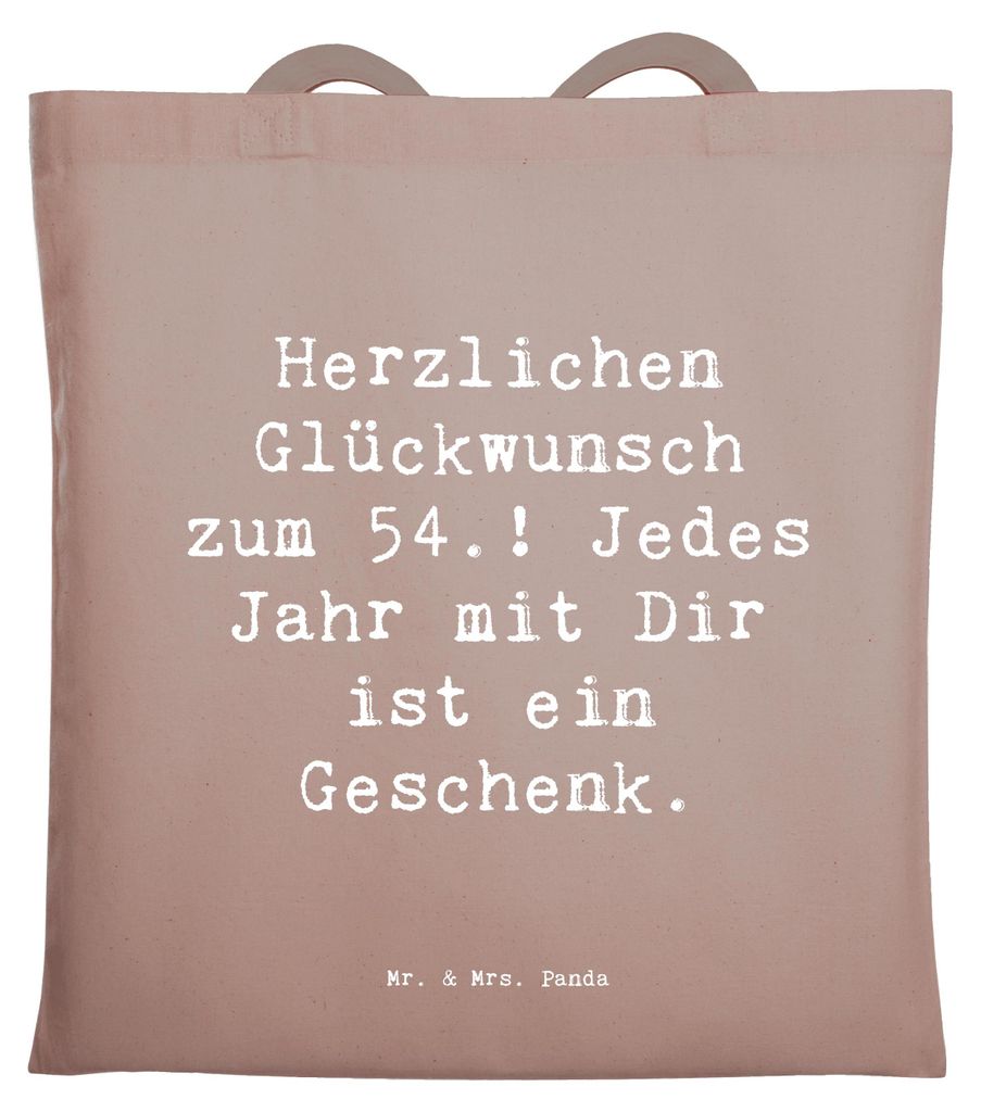 Mr. & Mrs. Panda Jutebeutel Spruch 54. Geburtstag - Braun Pastell - Geschenk, Dankbarkeit, Schultasche, Jubiläum, Einkaufstasche, Alter, Happy Bir...