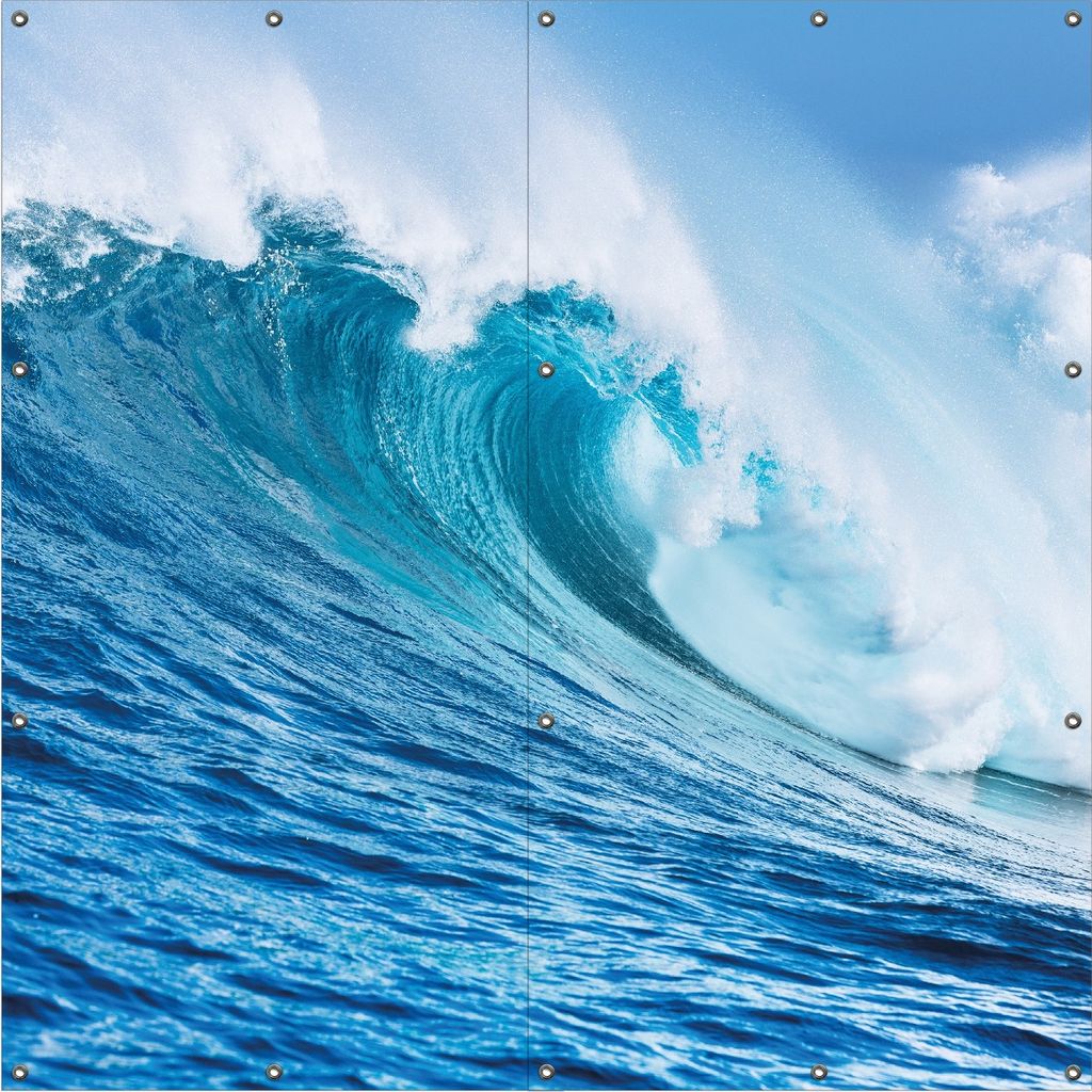 Wallario Outdoor-Poster für Garten oder Balkon, Motiv Eindrucksvolle Welle im Ozean, in ca. 180 x 180 cm