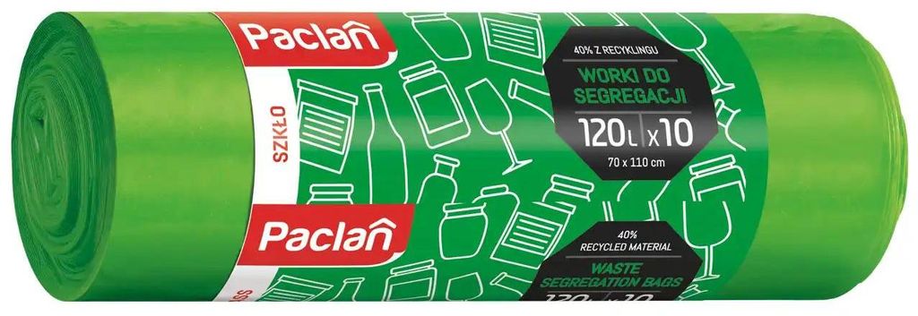 Worki do segregacji szkła 120l 10 szt zielony PACLAN Zdjęcie produktu 