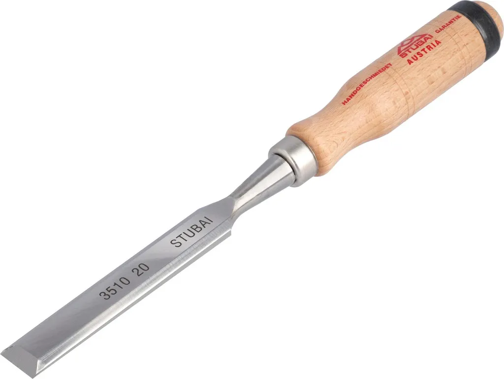 Scalpello STUBAI con manico in legno di faggio ramato, Ø 20 mm, scalpello per la lavorazione precisa del legno strumento di alta qualità per falegnami falegnami fai da te