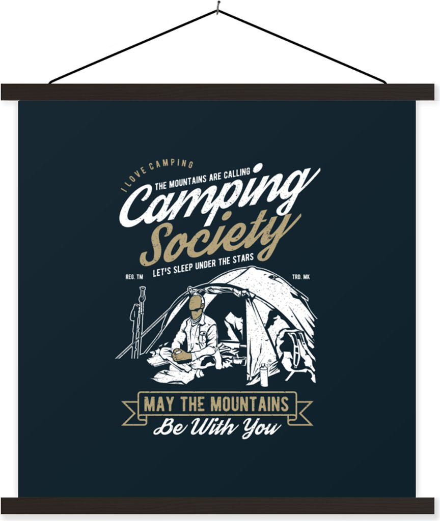MuchoWow Textilposter Zelt - Camping - Retro 40x40 cm mit schwarzem Rahmen - Fotos