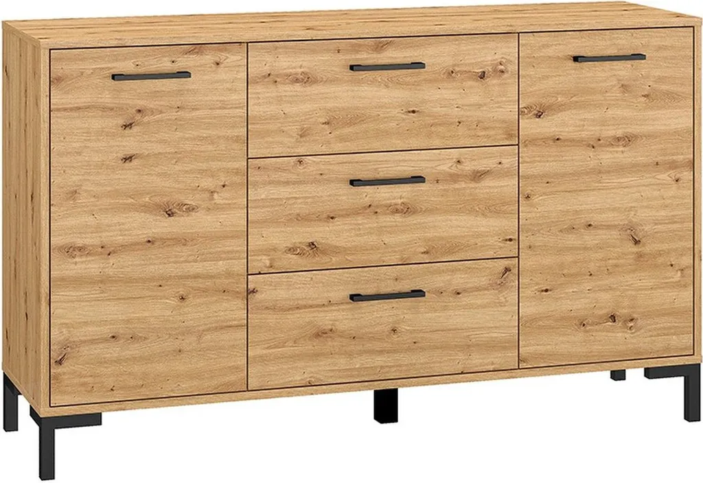 Commode BEDA chêne artisan : fini le désordre avec ce meuble compact
