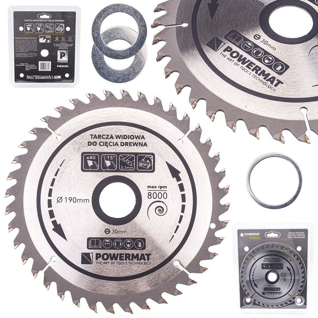 POWERMAT TDD-190x30x40Z Lame de scie pour bois 190x30mm 40Z Image du produit 