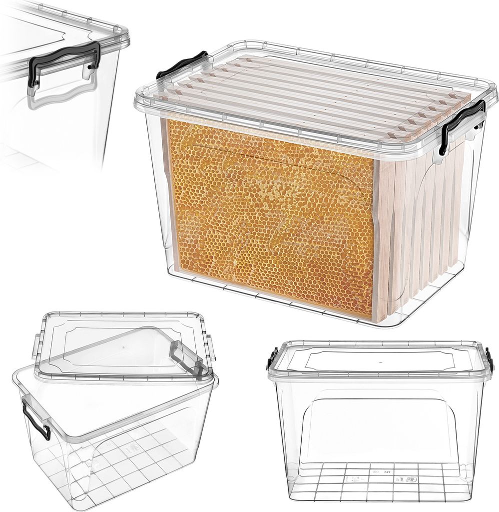 KADAX Transportbox 30L für Rähmchen 412 x 412 mm (+/- 2 mm), Aufbewahrungsbox 48 x 33 x 28,5 cm mit Deckel zur sicheren Aufbewahrung und zum Tran...