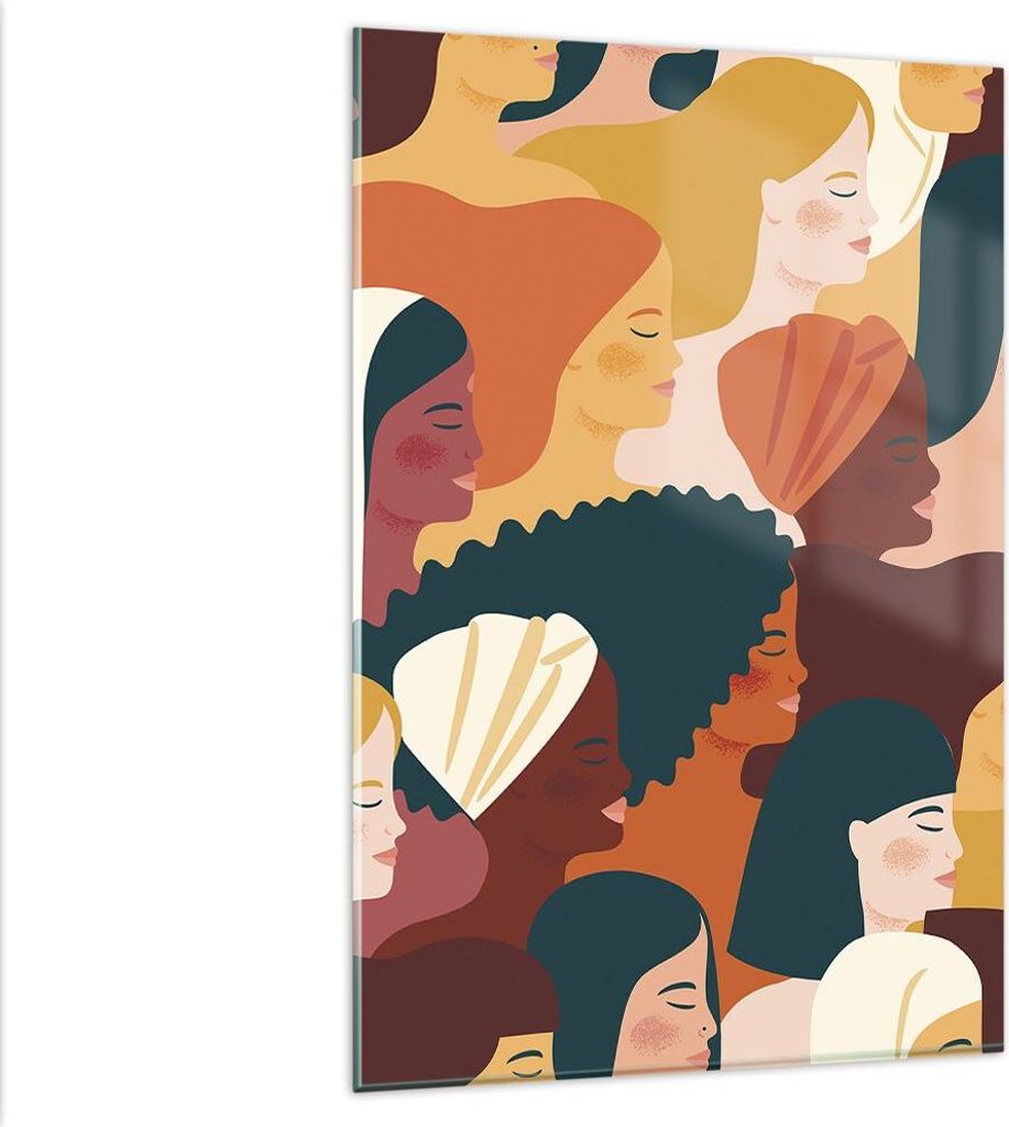Bilder auf glas - Einteilig - Frauen Multikulturalismus Modern - 80x120cm - Glasbilder - Wandbilder - Bilder - Wanddekoration aus Glas - Glas Bilde...