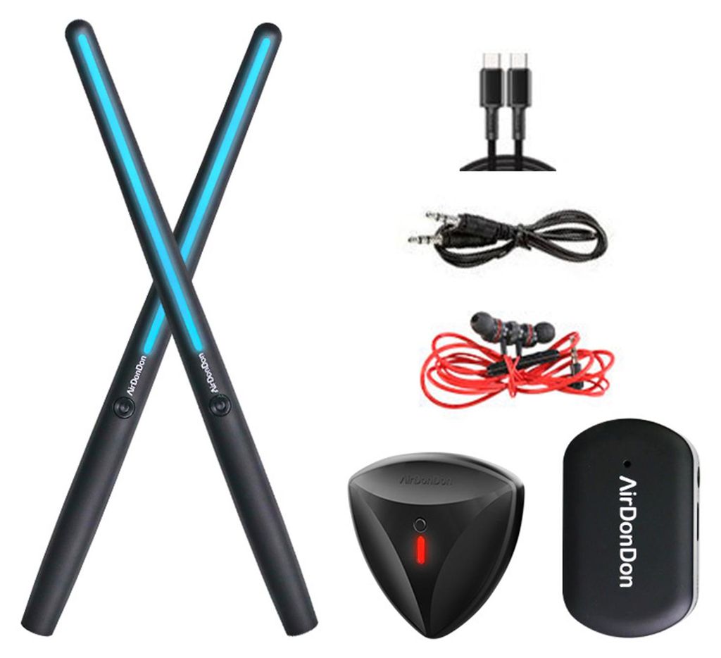 1 Set Air Drum Kit mit Drumsticks, Pedalen, Audio-Konverter, Kopfhörer, 3D-Bewegungssensor-E-Drum, tragbar, virtuelles Schlagzeug, für Anfänger,...
