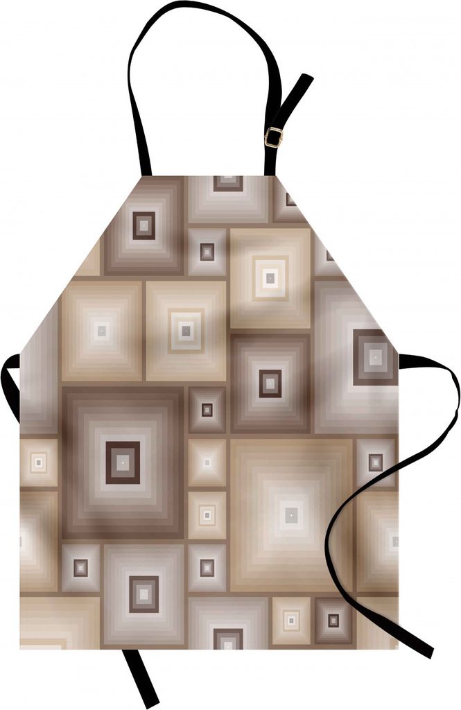 ABAKUHAUS Geometrisch Kochschürze, Verschiedene kubische und quadratische Form Muster Design Vintage Style Retro Grafik Print, Farbfest Höhenvers...