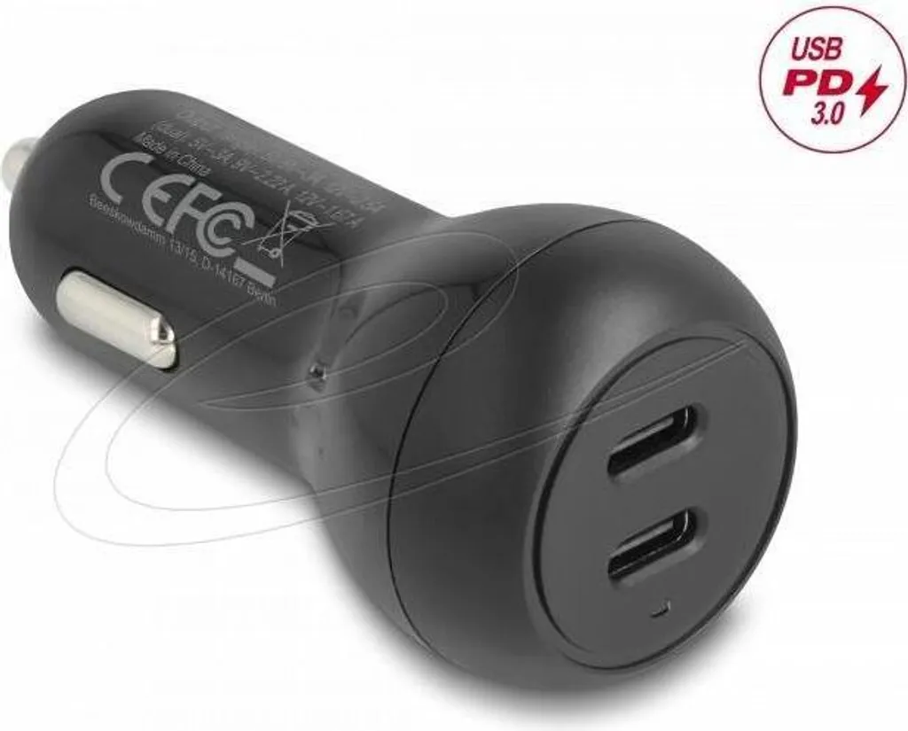Caricatore Auto Delock 64330 2x USB-C PD 40W | Ricarica Ultra Rapida