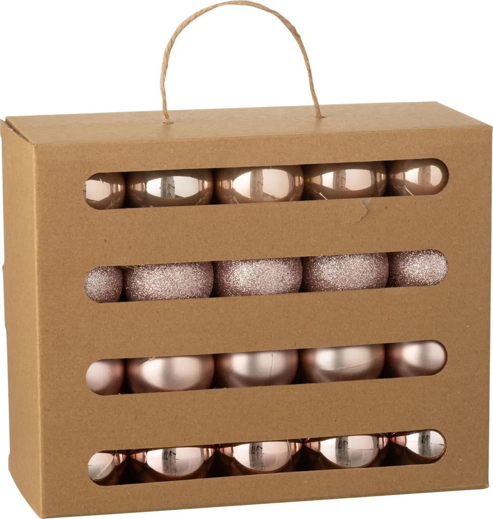 Boules de Noël Rose Clair Incassables : Lot de 40 Pièces J-Line