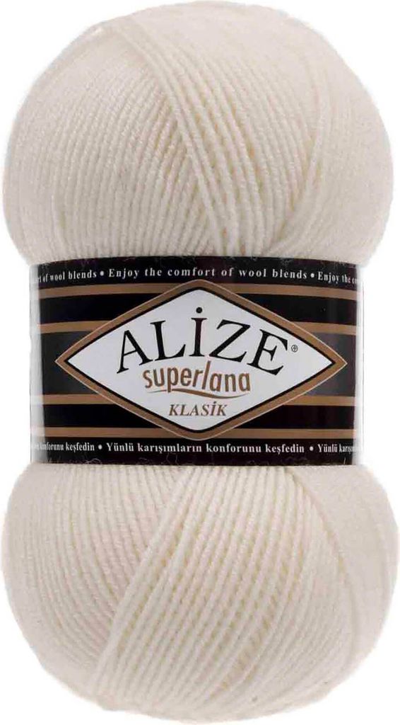 Superlana Klasik unifarben 100g Strickgarn Strickwolle 25% Wolle, 62 creme