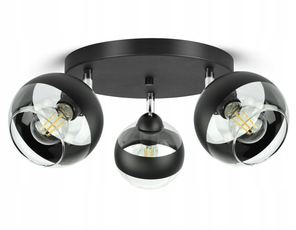 Lampa Wisząca Sufitowa Żyrandol Czarna Szklane Kule Black Zdjęcie produktu 
