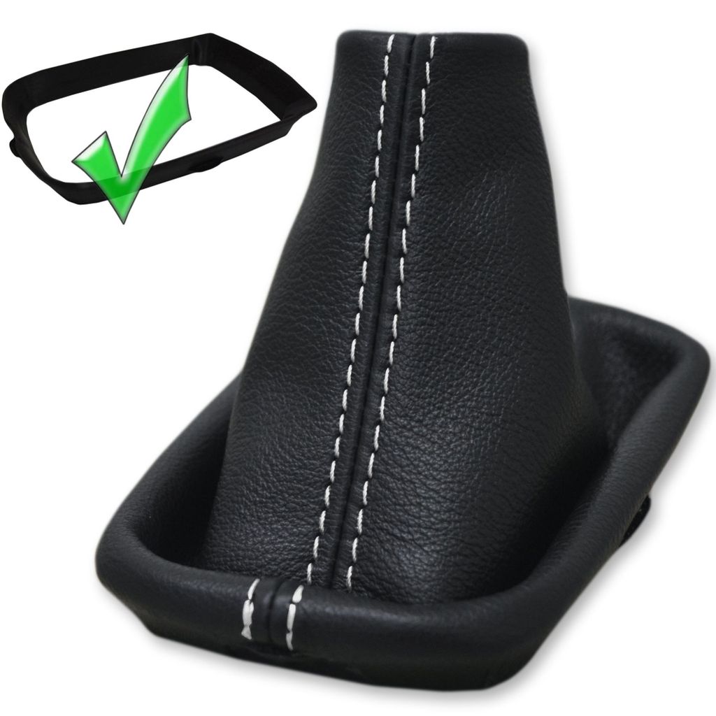 VOLVO V50 S40 C30 Schaltmanschette Schaltsack + Rahmen Echtes Leder Weißer Faden