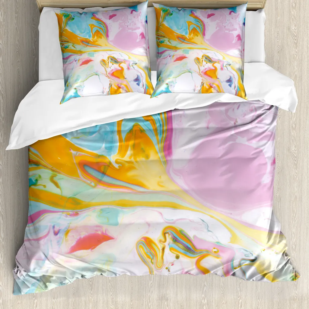 ABAKUHAUS Copripiumino astratto, arte astratta surreale, antiacaro, adatto a chi soffre di allergie, con federe, 155 cm x 220 cm - 80 x 80 cm, multicolore