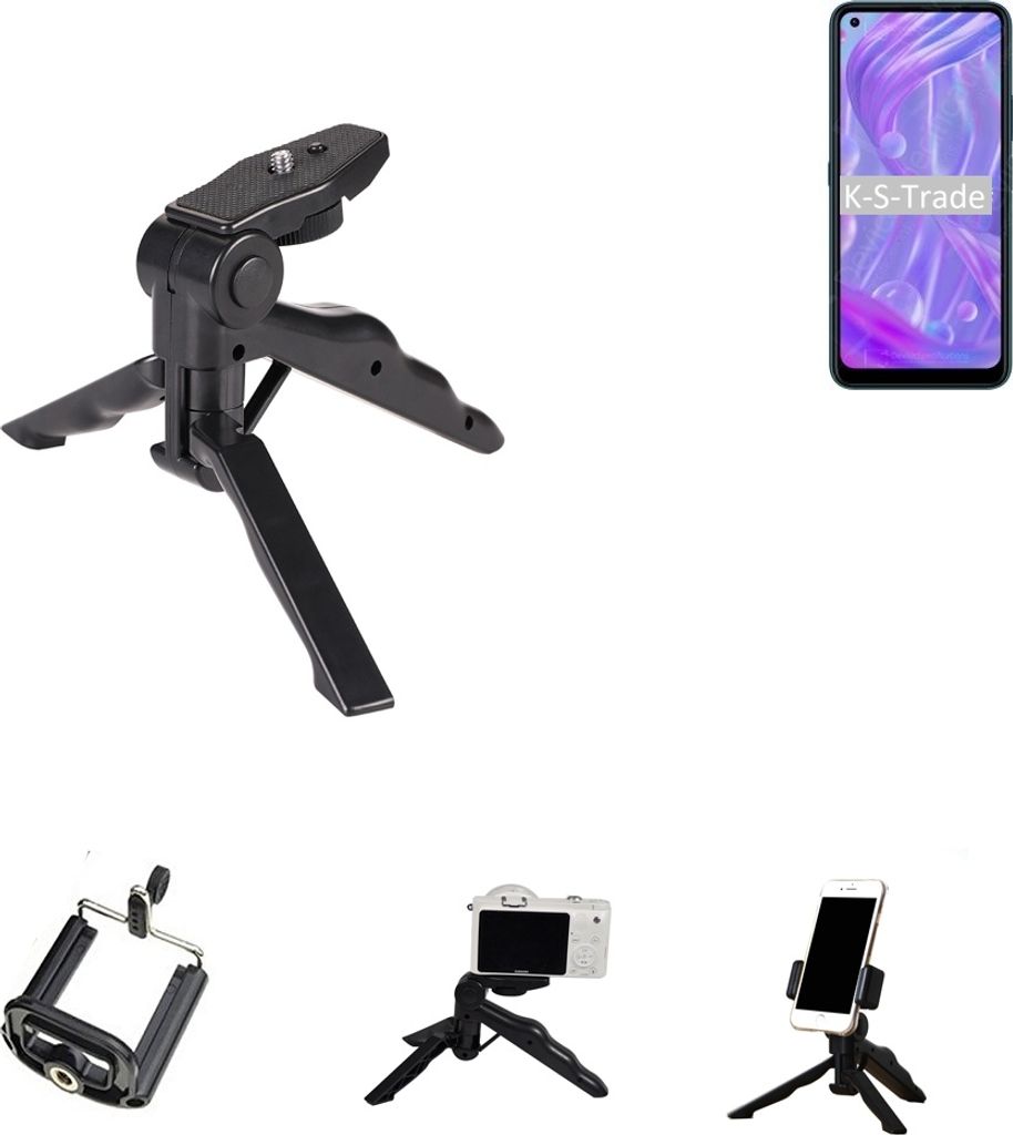 K-S-Trade Stativ Tisch-Ständer Dreibein Handy-Stativ Ständer kompatibel mit HiSense Infinity H50 Lite Mini-Stativ Smartphone Tripod Handy-Stativ aus