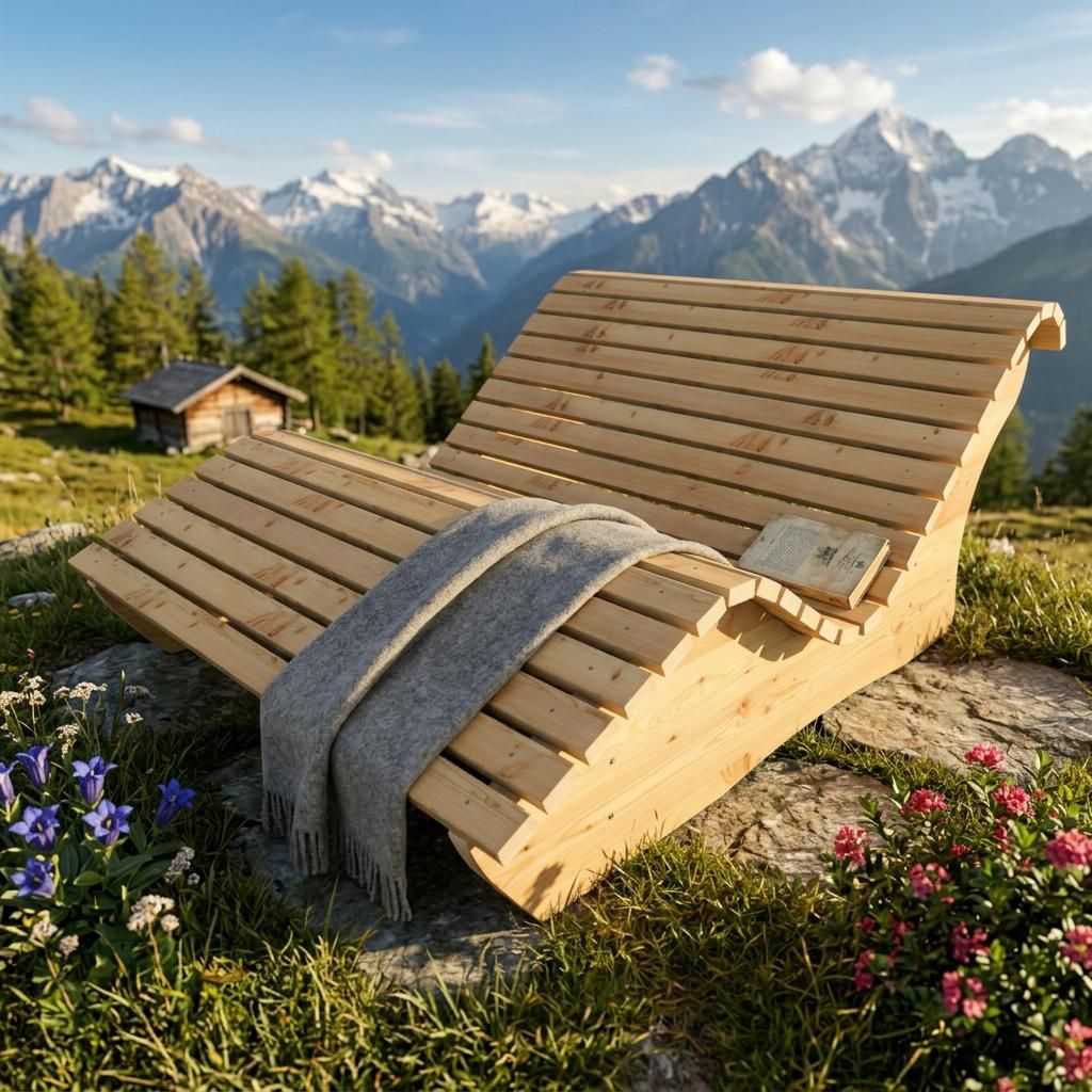 Holzliege Waldsofa Wellenliege Relaxliege "Sigi" Produktbild 