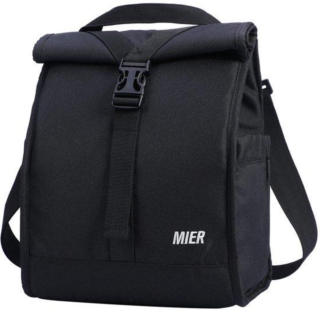 Isolierte Lunchbox, schwarzes Roll-Design, praktisch für Schule, Arbeit, Reisen