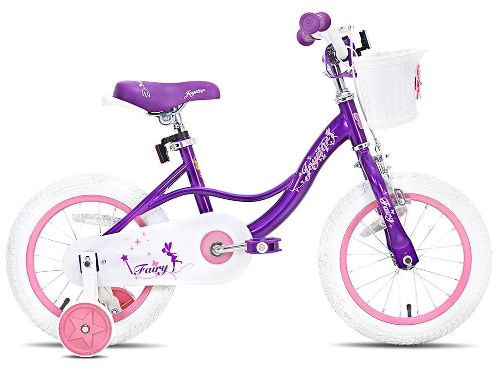 Kinderfahrrad 40 cm - Mädchenfahrrad - Mit Stützrädern - Handbremse - Korb Vorn - Für 2–9 Jahre - Lila