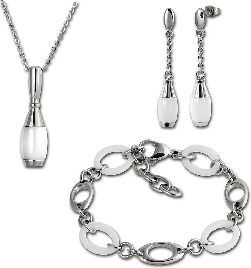 Gioielli Amello ESSX15W Set in Acciaio e Ceramica Bianca Regalo Donna