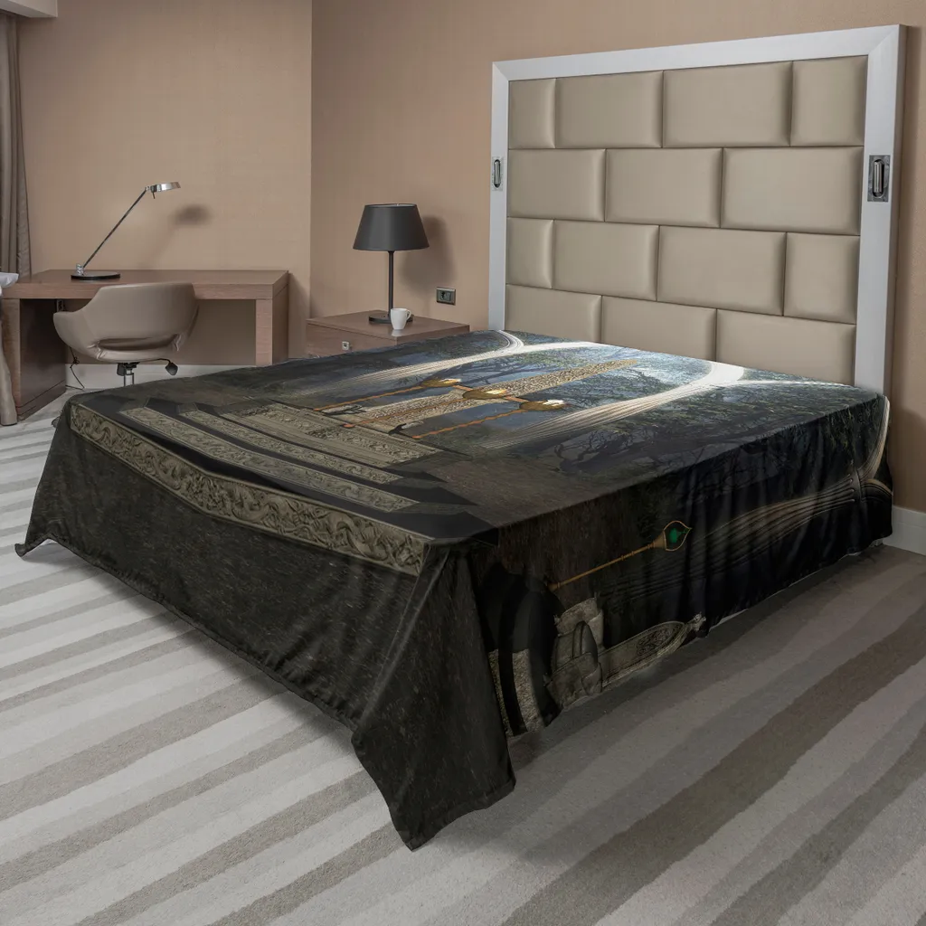 Drap de lit gothique décoratif en tissu doux 275x260 cm, motif rituel