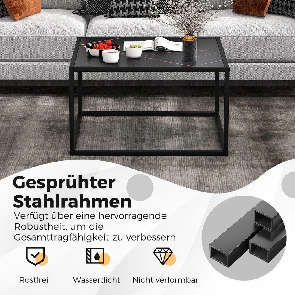 Table basse d'appoint salon aspect marbre noir 70 cm style scandinave - 3