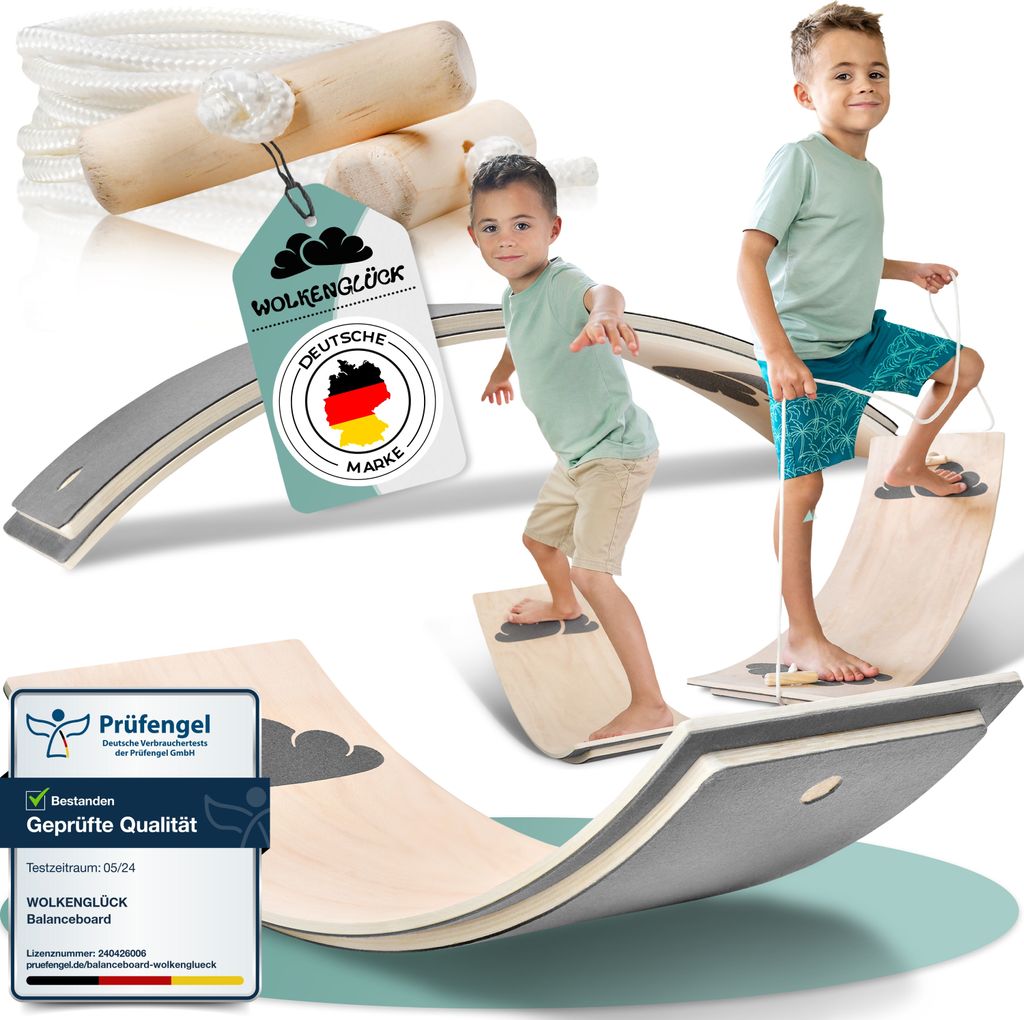 WOLKENGLÜCK® Balance Board Kinder [80x30cm] - Hochwertiges Produktbild 