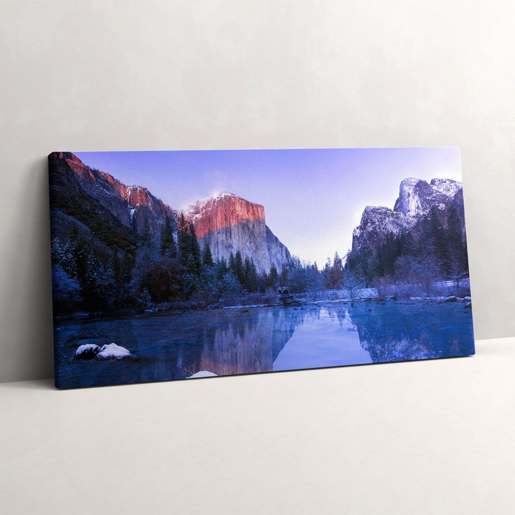Winterliche Seenlandschaft – Leinwandbild Wandbild – 100x50 cm – Leinwandbilder – Wandbilder – Schlafzimmer – Flur