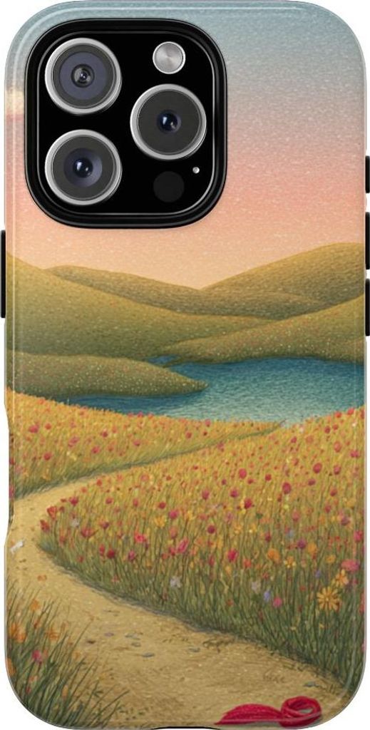 Frühlingswiese mit Blumen und See – Hülle Kompatibel mit iPhone 16 Pro