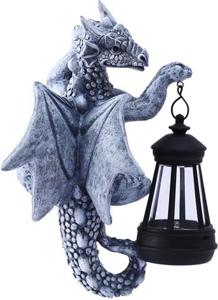 Drachenbaum-Hugger mit Solarlaterne, wetterbeständig, für den Außenbereich, Garten, Hof, Weg, Terrasse, Rasen, Harz, Drachenfigur, Statue, Dekor...
