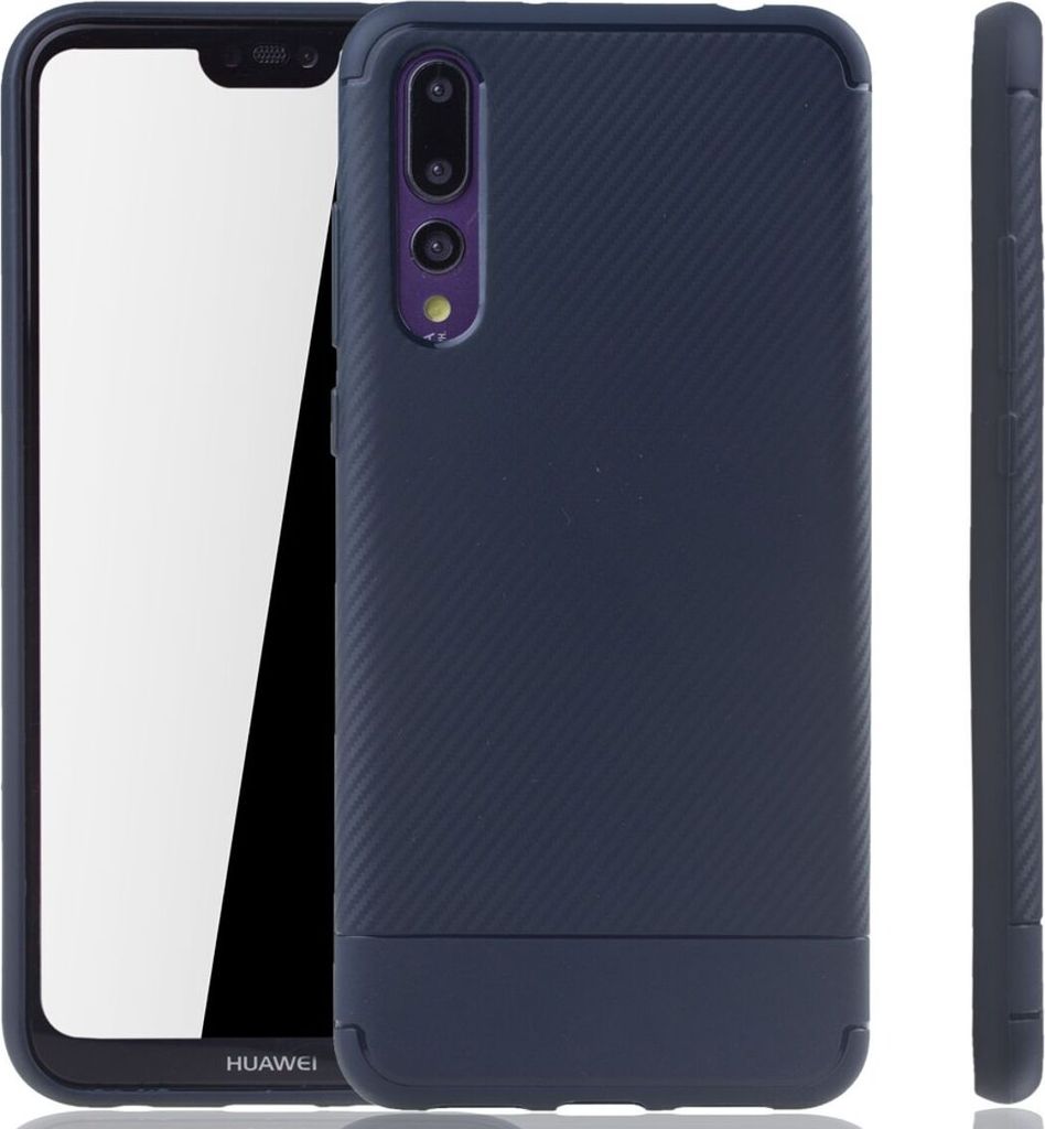 Huawei P20 Pro Handyhülle Schutzcase Carbon Optik Bumper Blau