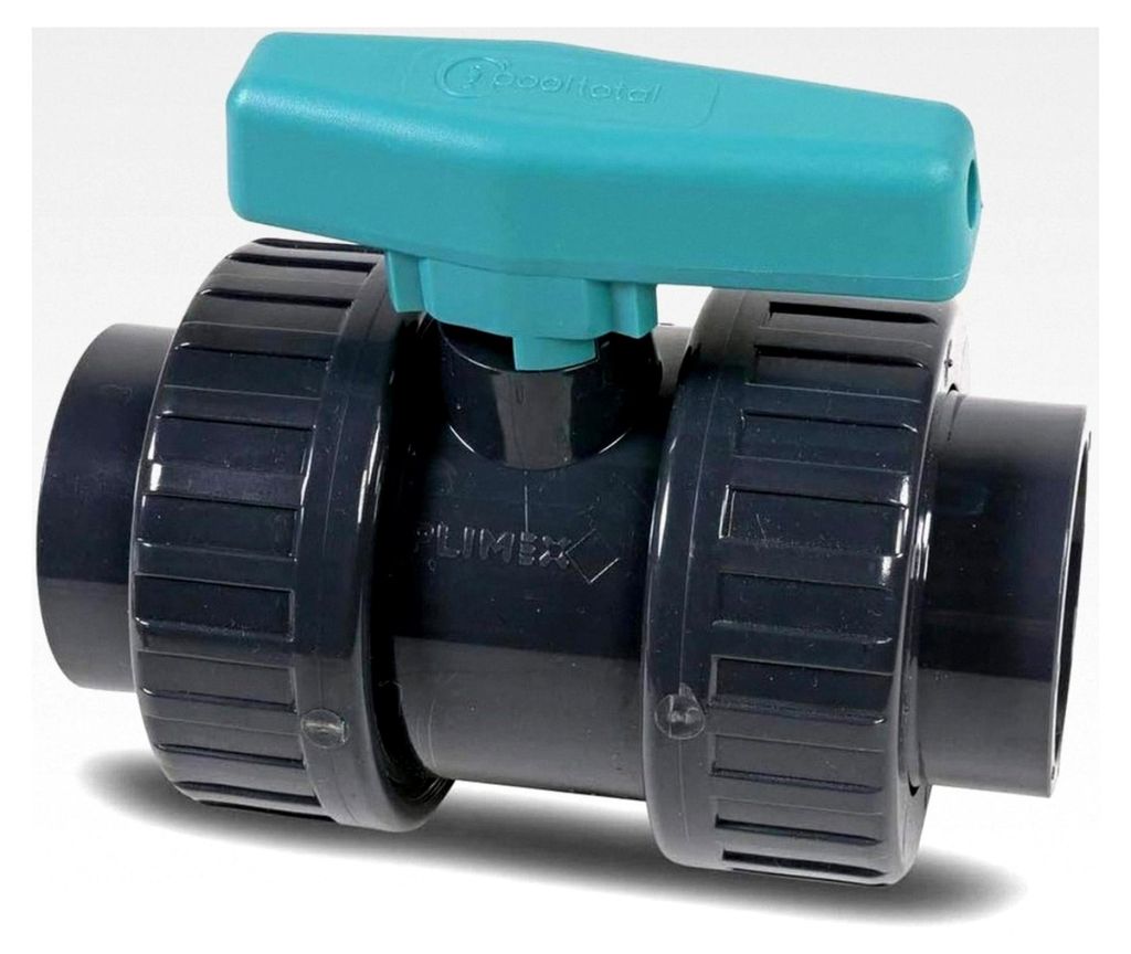 PVC-U-Kugelhahn - 50 mm - 1 1/2 Zoll - Klebemuffe - Absperrhahn 2-Wege - PVC Rohrverbindung - Kugelschieber für Pool- und Teichbau