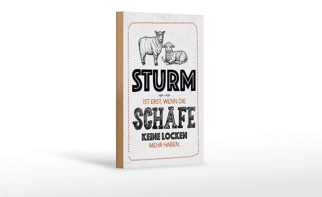 Holzschild Spruch lustig Sturm wenn Schafe Locken 12x18 cm
