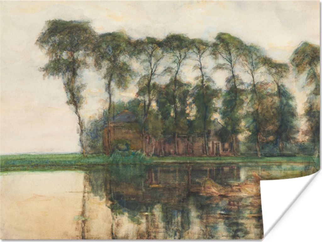 MuchoWow Poster Bauernhaus am Wasser - Piet Mondrian 40x30 cm - Plakate für die Wände - Poster Wohnzimmer