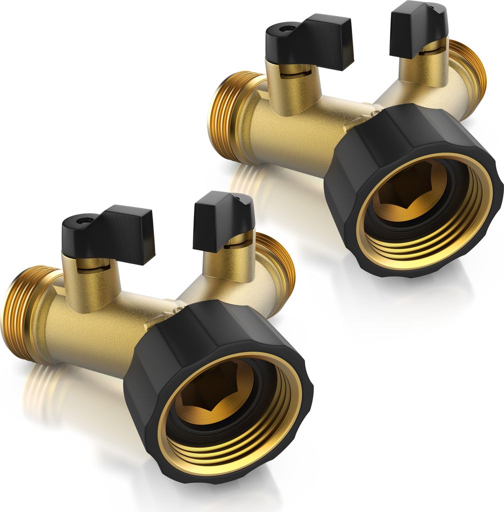 Brandson 2 Wege Verteiler, Gartenschlauch Verteiler, Wasserverteiler, Schlauchverteiler, Y-Verteiler für 3/4 Zoll Wasserhahn, 2er Set