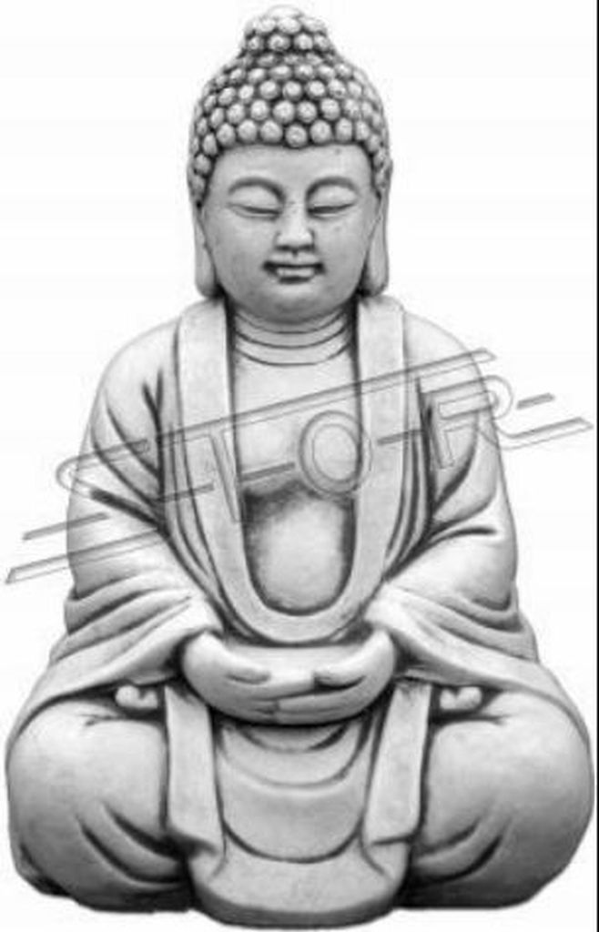 Buddha Skulptur in Steinoptik. Große Skulptur für Garten und Wohnbereich 34cm