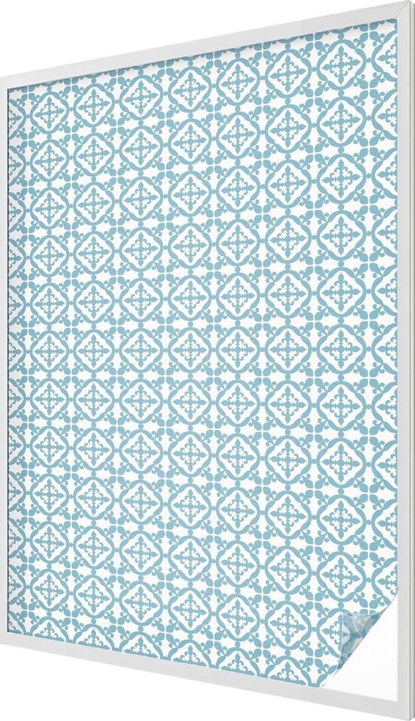 Buntglas Fensterfolie – 146x100 cm – Stained-Glass Design – blickdichte dekorative Sichtschutzfolie – selbstklebend, UV-Schutz – Blaue Or...