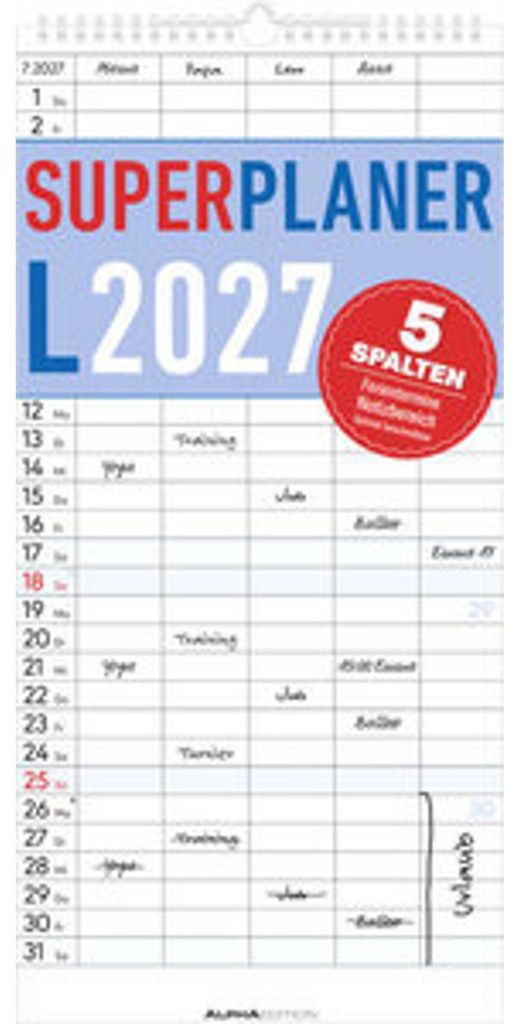 Superplaner L - 5 Spalten 2027 Produktbild 