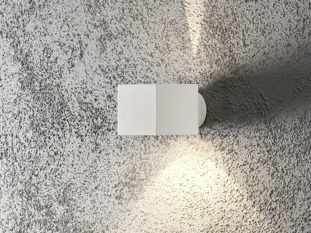 Kleine LED Außenwandleuchte Up Down zur Fassadenbeleuchtung Wandspot eckig, Grau